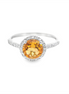 14K White Gold Diamond And Citrine Fashion Ring