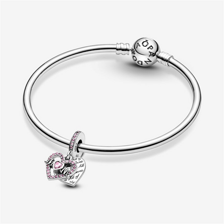 Pandora Moments Heart & Mom Dangle Charm