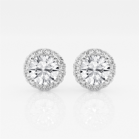 Lab Grown Diamond Halo Stud Earrings 2 ctw