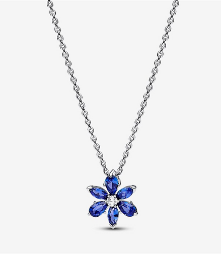 Pandora Timeless Sparkling Blue Herbarium Cluster Pendant Necklace 45 cm