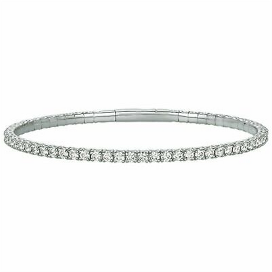 14K Gold 2 CTW Flex Half Diamond Bangle Bracelet