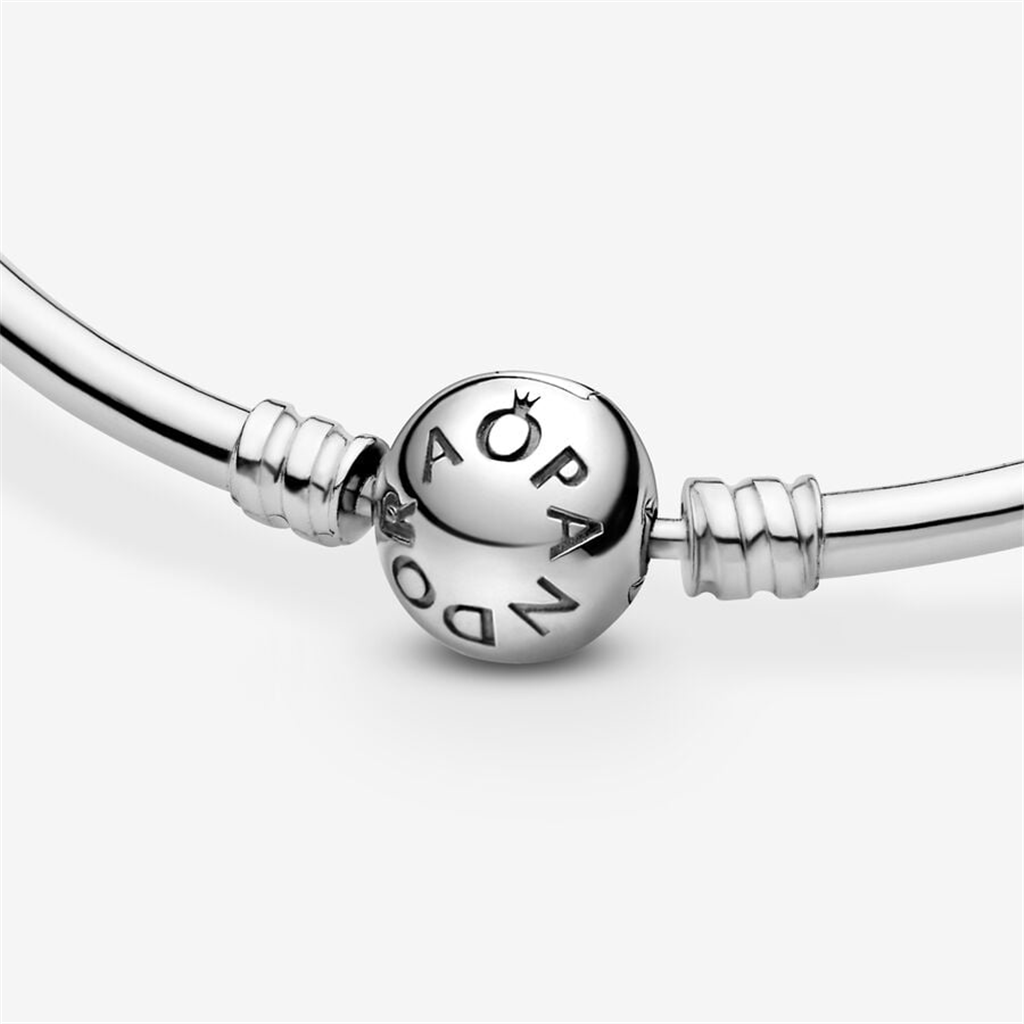 Pandora Moments Silver Bangle Charm Bracelet Size 19