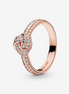 Pandora Timeless Rose Gold Shimmering Knot Ring Size 7.5