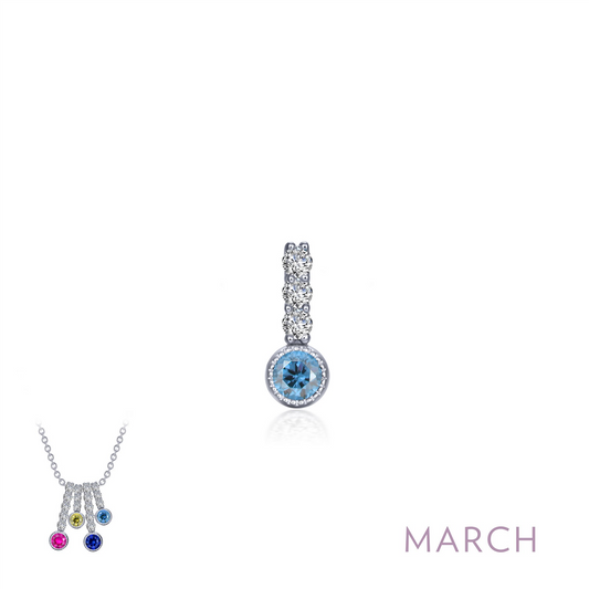 Lafonn 0.17 CTW Simulated Diamond And Aquamarine March Birthstone Love Pendant