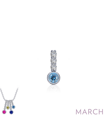 Lafonn 0.17 CTW Simulated Diamond And Aquamarine March Birthstone Love Pendant