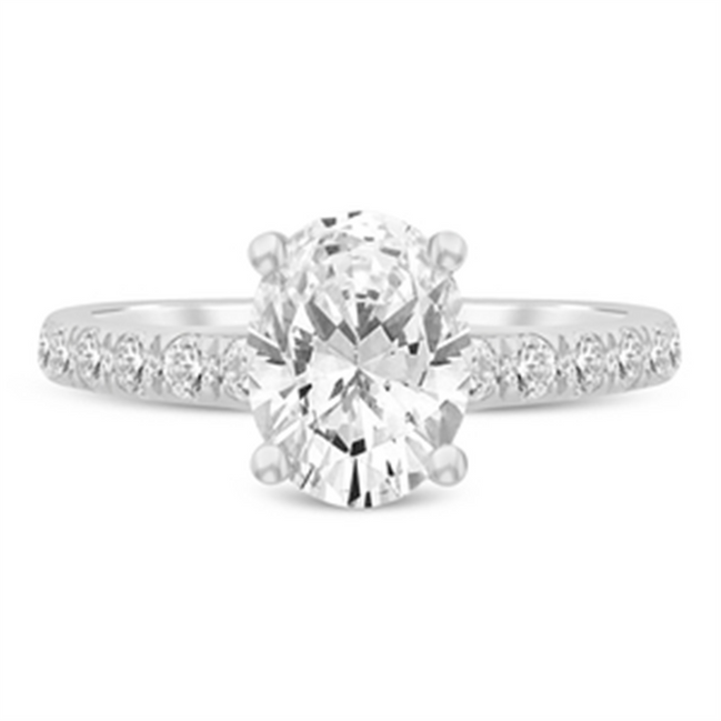 14K White Gold 2.44 CTTW Oval Diamond Semi-Mount Engagement Ring