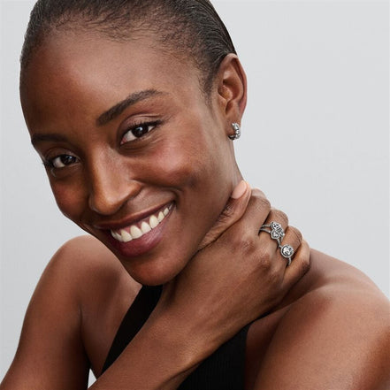 Pandora Timeless Oval Sparkling Halo Statement Ring Size 6