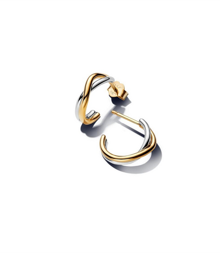 Pandora Organically Shaped Two-tone Open Hoop Earrings