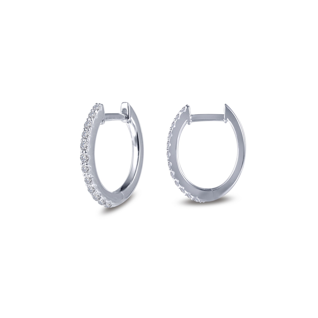 LaFonn 0.24 CTW Simulated Diamond Oval Huggie Hoop Earrings