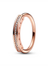 Pandora Signature 14K Rose Gold Plated I-D Pave Ring Size 7