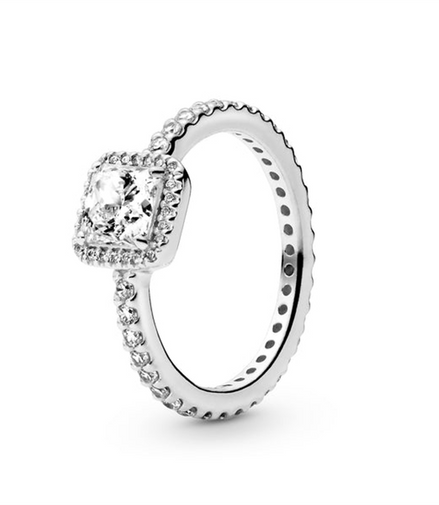 Pandora Timeless Square Sparkle Halo Ring Size 4.5