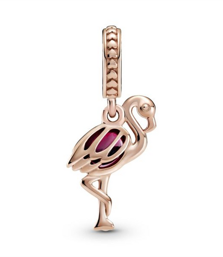 Pandora Pink Murano Glass Flamingo Dan, Rose Gold-Platedgle Charm