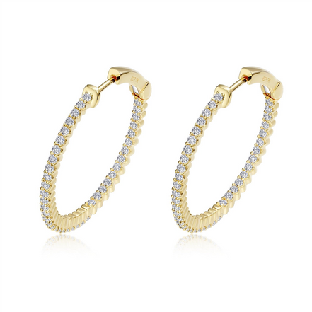Lafonn 1.20 CTTW Simulated Diamond 25MM Round Inside/Out Hoop Earrings
