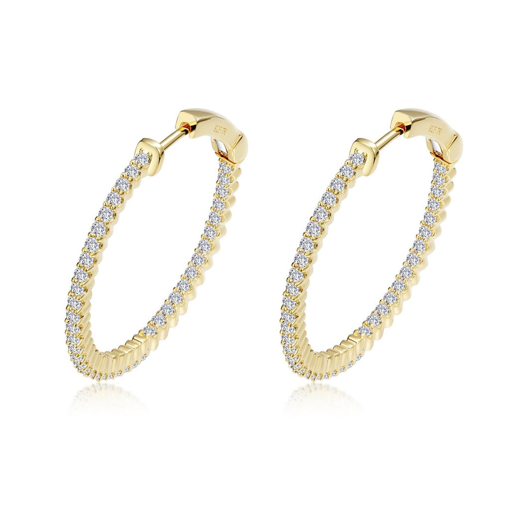 Lafonn 1.20 CTTW Simulated Diamond 25MM Round Inside/Out Hoop Earrings