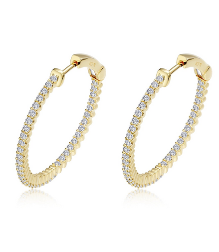 Lafonn 1.20 CTTW Simulated Diamond 25MM Round Inside/Out Hoop Earrings
