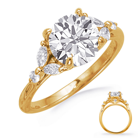 14K Gold 0.30 CTW Marquise And Round Diamond Semi-Mount Engagement Ring