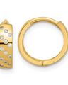 14K Polished CZ Hinged Hoop Earrings