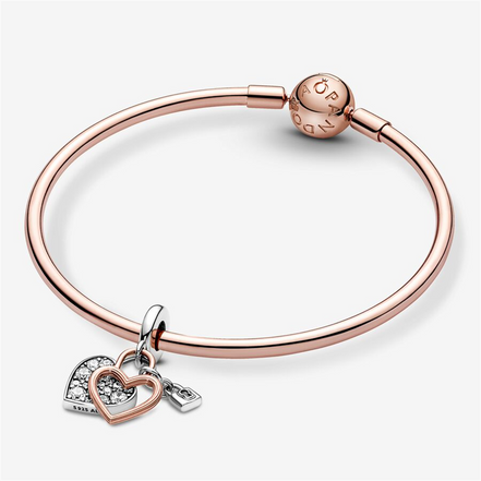 Pandora Moments Heart And Padlock Double Dangle Charm