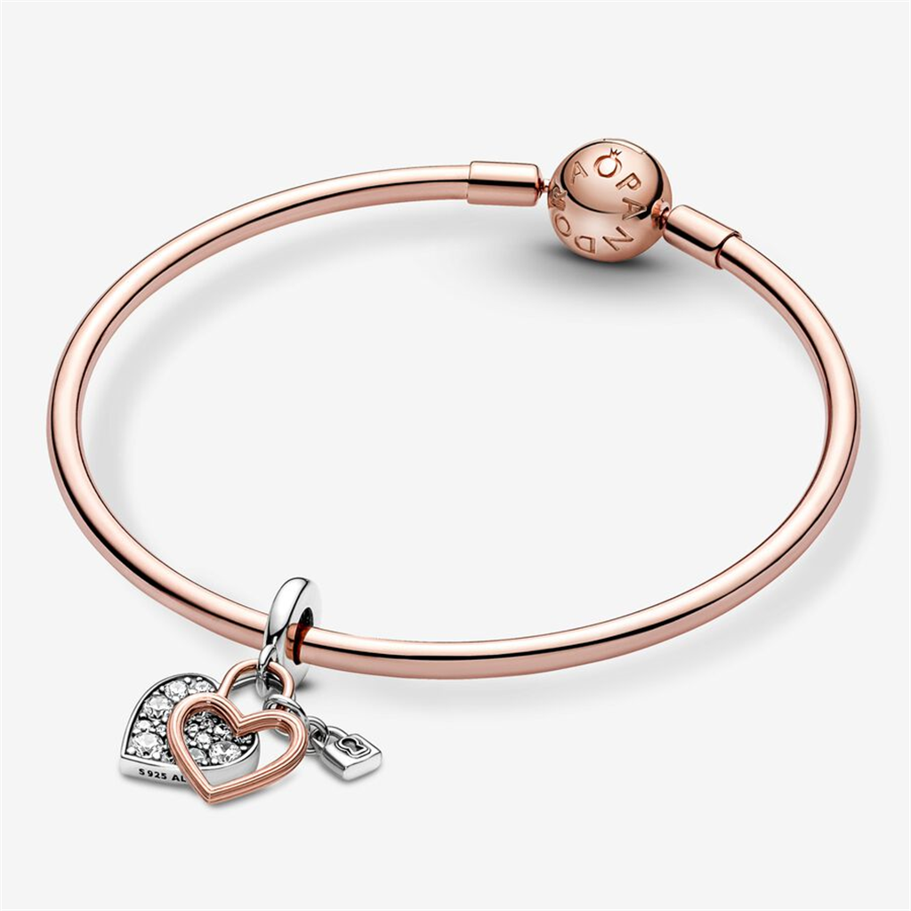 Pandora Moments Heart And Padlock Double Dangle Charm