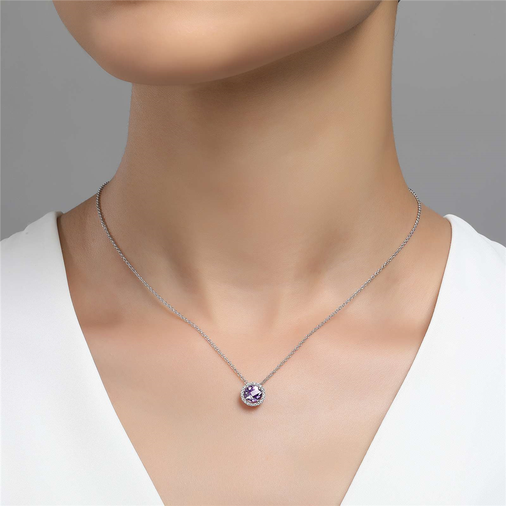 Lafonn 1.05 CTW Simulated Diamond And Amethyst February Birthstone Necklace