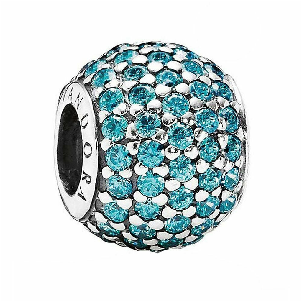 Pandora Pave Lights Teal Cubic Zirconia Ball Charm