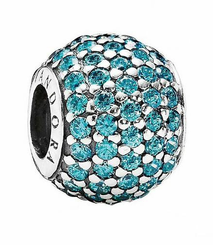 Pandora Pave Lights Teal Cubic Zirconia Ball Charm