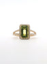 14K Yellow Gold Diamond & Peridot Emerald Shaped Fashion Ring