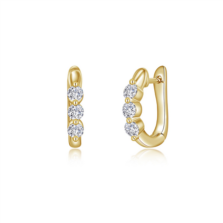 Lafonn 0.66 CTW Simulated Diamond 3-Stone Huggie Hoop Earrings