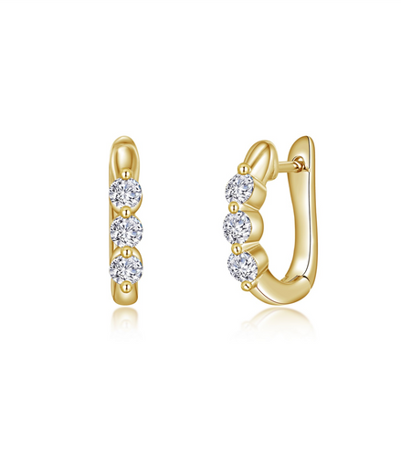 Lafonn 0.66 CTW Simulated Diamond 3-Stone Huggie Hoop Earrings