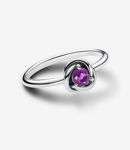 Pandora Moments February Purple Eternity Circle Ring Size 7