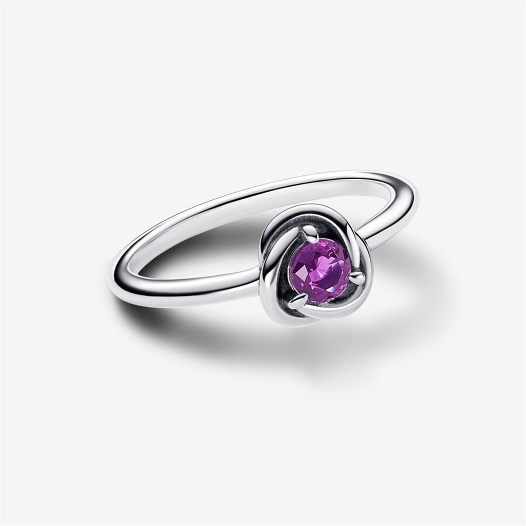 Pandora Moments February Purple Eternity Circle Ring Size 7.5