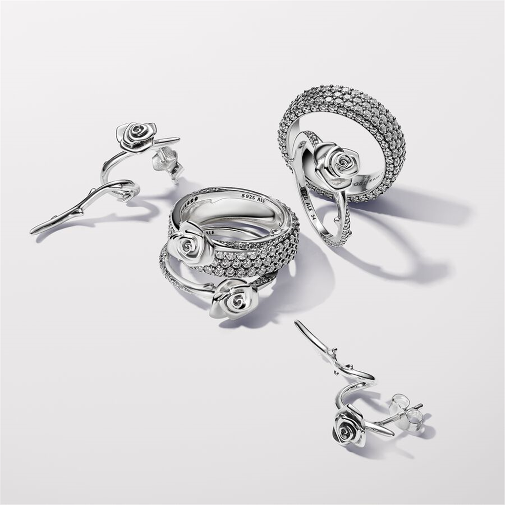 Pandora Moments Rose In Bloom Ring Size 7.5