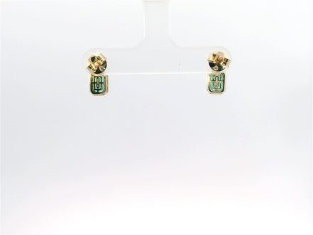 14K Yellow Gold And Emerald Bezel Set Drop Earrings