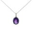 14K White Gold Diamond And Amethyst Oval Pendant Necklace