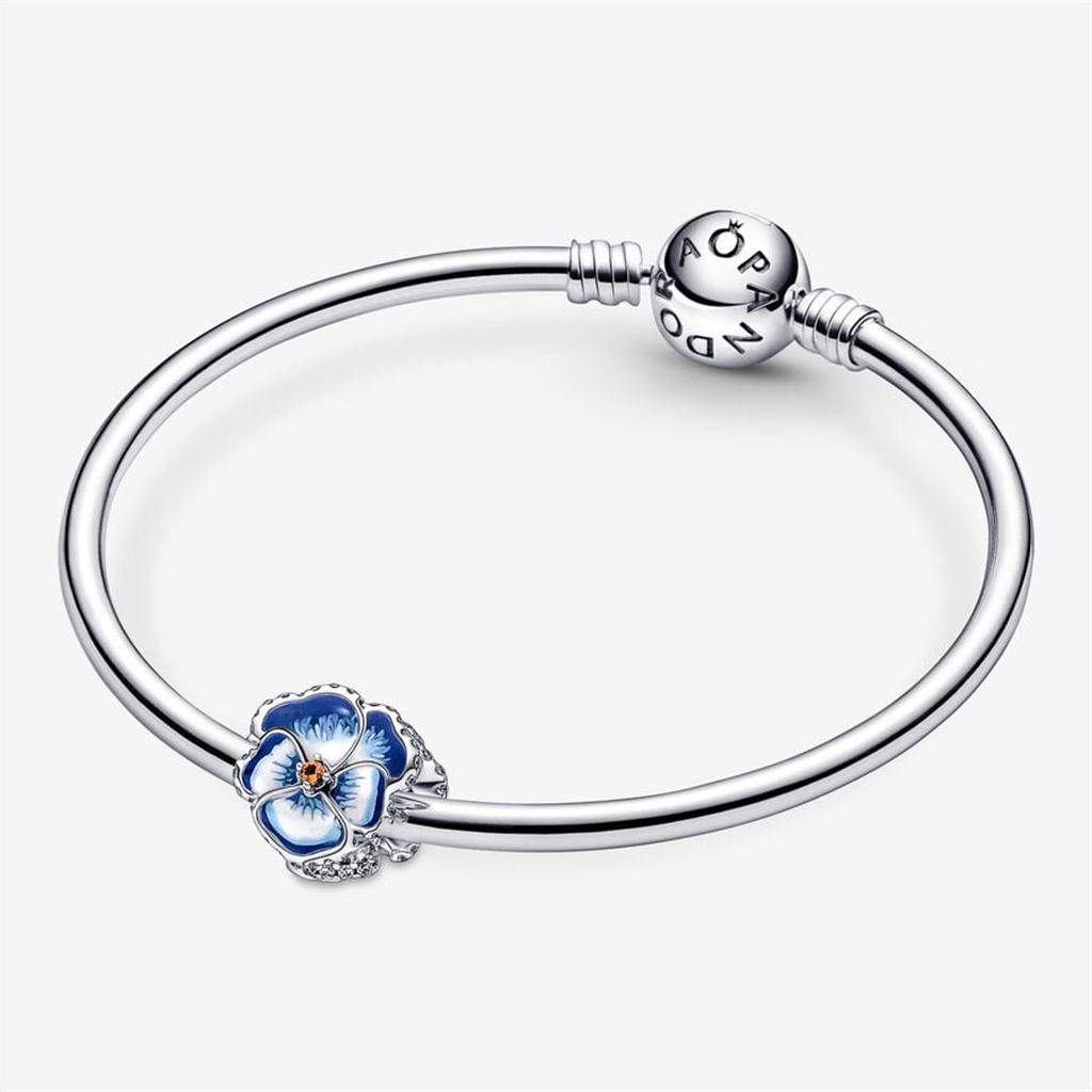 Pandora Moments Blue Pansy Flower Charm