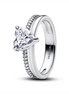 Pandora Double Band Heart Ring Size 6