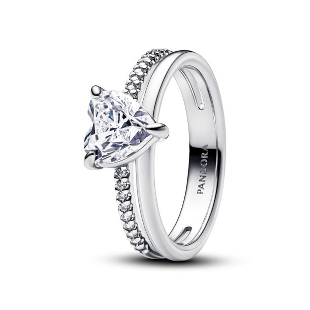 Pandora Double Band Heart Ring Size 56