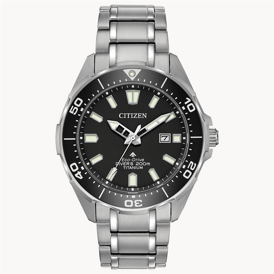 Men's Citizen Eco-Drive Promaster Diver Black Dial Titanium Watch