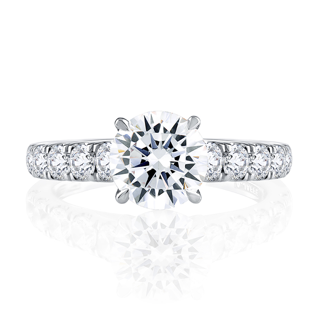 A.JAFFE Modern Diamond Pavé Round Cut Diamond Engagement Ring