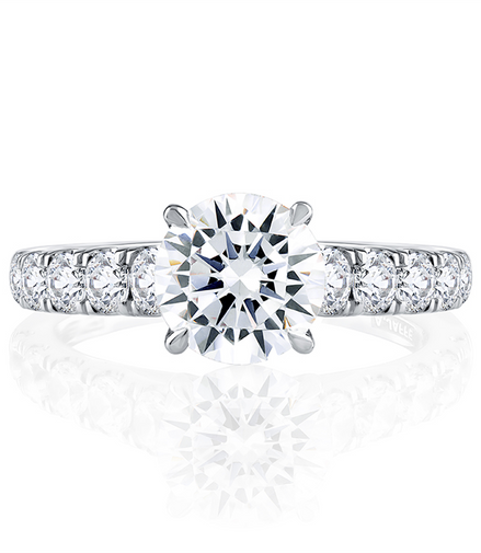 A.JAFFE Modern Diamond Pavé Round Cut Diamond Engagement Ring