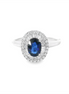 14K White Gold, Diamond And Sapphire Oval Shaped Fashion Ring