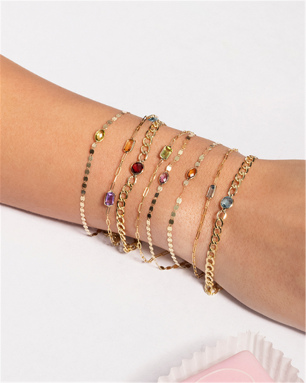 Ladies 14K Gold And Peridot Paperclip Bracelet