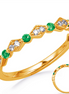 14K Yellow Gold Emerald And Daimond Band