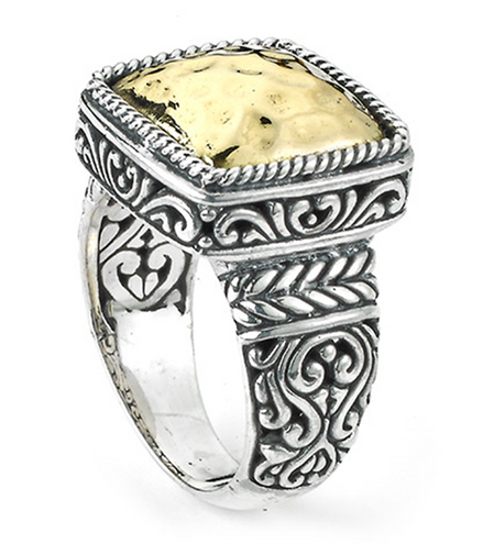 Samuel B Sterling Silver And 18K Gold Reign Hammered Ring
