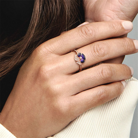 Pandora Moments Deep Purple Pansy Flower Ring Size 7