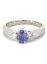 14K White Gold Oval CutTanzanite and Diamond Ring