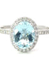 14Kwg 1.60 Cttw  Oval Cut Aquamarine And .26 Cttw Diamond Ring