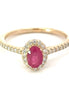 14K Yellow Gold Oval Cut Ruby And Diamond Ring