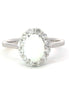 14K White Gold Oval Cut Opal And Diamond Fashion Ring
