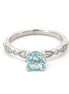 14K White Gold Round Aquamarine And Diamond Fashion Ring